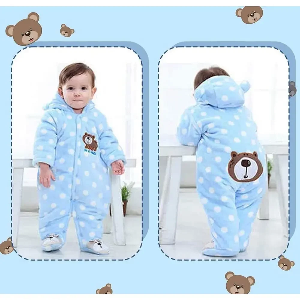 New: Baby‎ Bear Fleece Jumpsuit/Hooded Footie Outerwear (0-3 months)